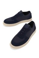 Male Navy Lace-up Suede Leather Sneaker | Derimod Male Navy Lace-up Suede Leather Sneaker | Derimod