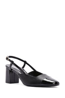 Women's Black Open-Back Heeled Leather Shoes | Derimod Women's Black Open-Back Heeled Leather Shoes | Derimod
