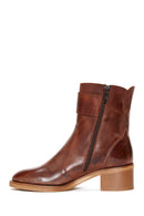 Women's Leather Double Buckle Heeled Boots | Derimod Women's Leather Double Buckle Heeled Boots | Derimod