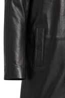Barella Men's Black Collar Furry Leather Trench Coat | Derimod Barella Men's Black Collar Furry Leather Trench Coat | Derimod