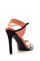 Women's Crocodile Detailed Suede Heeled Shoes | Derimod Women's Crocodile Detailed Suede Heeled Shoes | Derimod