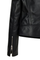 Nova Women's Black Biker Short Leather Jacket | Derimod Nova Women's Black Biker Short Leather Jacket | Derimod
