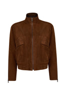 Juliana Woman Brown Short Oversize Suede Jacket | Derimod Juliana Woman Brown Short Oversize Suede Jacket | Derimod