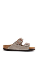 Birkenstock Women's Mink Suede Leather Double Buckle Arizona Sfb Flat Slippers | Derimod Birkenstock Women's Mink Suede Leather Double Buckle Arizona Sfb Flat Slippers | Derimod
