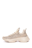 Derimod Zero Women's Beige Lace-Up Stone Detailed Sneakers | Derimod Derimod Zero Women's Beige Lace-Up Stone Detailed Sneakers | Derimod