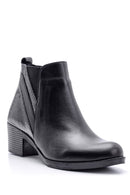 Women's Crocodile Detailed Heeled Leather Boots | Derimod Women's Crocodile Detailed Heeled Leather Boots | Derimod