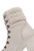 Women's Beige Short Heeled Leather Boots | Derimod Women's Beige Short Heeled Leather Boots | Derimod