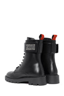 Harley Davidson Women's Black Dearie Lace-Up Zipper Detail Leather Combat Boots | Derimod Harley Davidson Women's Black Dearie Lace-Up Zipper Detail Leather Combat Boots | Derimod