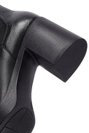 Woman Black Chunky Heels Leather Chelsea Boots | Derimod Woman Black Chunky Heels Leather Chelsea Boots | Derimod