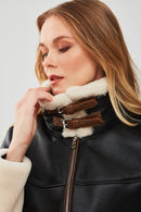 Megeve Kadın Siyah Deri Ceket | Derimod Megeve Kadın Siyah Deri Ceket | Derimod