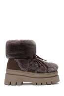 Women's Mink Thick-Soled Plush Detailed Boots | Derimod Women's Mink Thick-Soled Plush Detailed Boots | Derimod