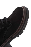 Women's Black Zippered Suede Leather Combat Boots | Derimod Women's Black Zippered Suede Leather Combat Boots | Derimod