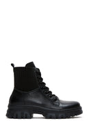 Women's Black Thick Soled Leather Boots | Derimod Women's Black Thick Soled Leather Boots | Derimod