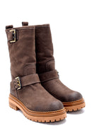 Women's Nubuck Buckle Detailed Boots | Derimod Women's Nubuck Buckle Detailed Boots | Derimod