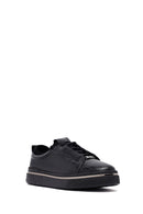 Men's Black Lace-Up Thick Sole Leather Sneakers | Derimod Men's Black Lace-Up Thick Sole Leather Sneakers | Derimod