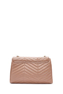 Kadın Bej Uzun Askılı Kapitone Desenli Omuz Çantası | Derimod Kadın Bej Uzun Askılı Kapitone Desenli Omuz Çantası | Derimod