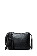 Women's Black Crocodile Cross Bag | Derimod Women's Black Crocodile Cross Bag | Derimod