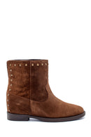 Women's Suede Stud Detailed Wedge Heel Boots | Derimod Women's Suede Stud Detailed Wedge Heel Boots | Derimod