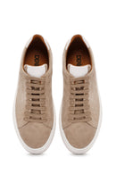 Men's Beige Lace-up Suede Leather Sneaker | Derimod Men's Beige Lace-up Suede Leather Sneaker | Derimod
