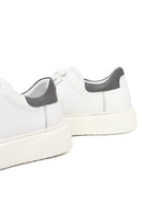 Men's White Lace-Up Thick-Soled Leather Sneakers | Derimod Men's White Lace-Up Thick-Soled Leather Sneakers | Derimod