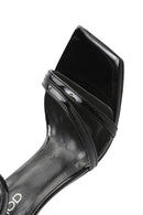 Women's Black Ankle Buckle Stoned Thin Heel Patent Leather Sandals | Derimod Women's Black Ankle Buckle Stoned Thin Heel Patent Leather Sandals | Derimod