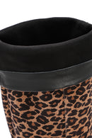 Women's Leopard Thin Low Heel Suede Leather Boots | Derimod Women's Leopard Thin Low Heel Suede Leather Boots | Derimod