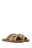 Women's Beige Braided Straw Slippers | Derimod Women's Beige Braided Straw Slippers | Derimod