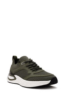 Derimod Zero Men's Green Laced Thick Soled Fabric Sneaker | Derimod Derimod Zero Men's Green Laced Thick Soled Fabric Sneaker | Derimod