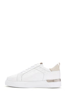 Men's White Lace-Up Leather Sneaker | Derimod Men's White Lace-Up Leather Sneaker | Derimod