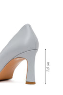Woman Light Blue Thick-Heeled Leather Stiletto | Derimod Woman Light Blue Thick-Heeled Leather Stiletto | Derimod