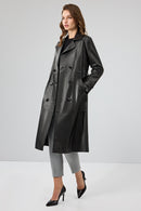 Beyonce Women's Black Leather Coat | Derimod Beyonce Women's Black Leather Coat | Derimod
