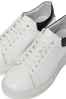 Women's White Lace-up Thick-Sole Leather Sneaker | Derimod Women's White Lace-up Thick-Sole Leather Sneaker | Derimod