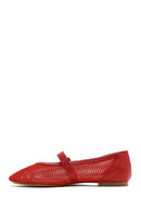 Women's Red Mesh Strappy Ballerinas | Derimod Women's Red Mesh Strappy Ballerinas | Derimod