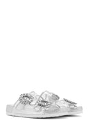 Women's Transparent Double Buckle Stone Slippers | Derimod Women's Transparent Double Buckle Stone Slippers | Derimod
