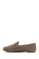 Women's Mink Buckled Suede Leather Masculine Loafer | Derimod Women's Mink Buckled Suede Leather Masculine Loafer | Derimod