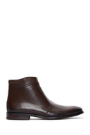 Men's Brown Zippered Classic Leather Boots | Derimod Men's Brown Zippered Classic Leather Boots | Derimod