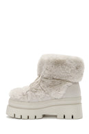 Women's Cream Thick Soled Plush Detailed Boots | Derimod Women's Cream Thick Soled Plush Detailed Boots | Derimod