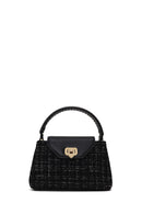Woman Black Long-Strap Patterned Shoulder Bag | Derimod Woman Black Long-Strap Patterned Shoulder Bag | Derimod
