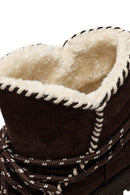 Woman Brown Lace-up Thick-soled Suede Teddy Boots | Derimod Woman Brown Lace-up Thick-soled Suede Teddy Boots | Derimod