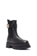 Women's Black Buckle Detailed Leather Chelsea Boots | Derimod Women's Black Buckle Detailed Leather Chelsea Boots | Derimod