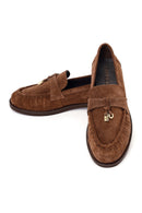 Woman Walnut Buckled Suede Masculine Loafer | Derimod Woman Walnut Buckled Suede Masculine Loafer | Derimod