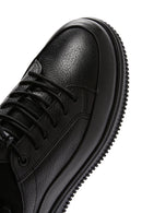 Erkek Siyah Bağcıklı Deri Sneaker | Derimod Erkek Siyah Bağcıklı Deri Sneaker | Derimod