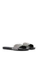 Women's Black Stone Slippers | Derimod Women's Black Stone Slippers | Derimod
