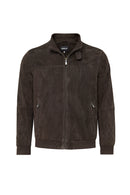 Marcelo Men's Brown Mandarin Collar Suede Leather Jacket | Derimod Marcelo Men's Brown Mandarin Collar Suede Leather Jacket | Derimod
