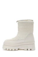 Women's Cream Thick Soled Fabric Boots | Derimod Women's Cream Thick Soled Fabric Boots | Derimod