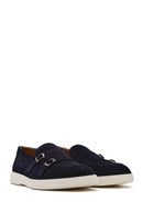 Erkek Lacivert Çift Tokalı Süet Deri Casual Loafer | Derimod Erkek Lacivert Çift Tokalı Süet Deri Casual Loafer | Derimod