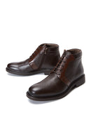 Men's Brown Leather Zippered Casual Boots | Derimod Men's Brown Leather Zippered Casual Boots | Derimod