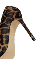 Woman Leopard High Thin-Heeled Leather Stiletto | Derimod Woman Leopard High Thin-Heeled Leather Stiletto | Derimod