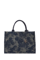 Women's Blue Long Strap Fabric Shoulder Bag | Derimod Women's Blue Long Strap Fabric Shoulder Bag | Derimod
