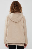 Roma Kadın Bej Kapüşonlu Çift Taraflı Oversize Deri Ceket | Derimod Roma Kadın Bej Kapüşonlu Çift Taraflı Oversize Deri Ceket | Derimod